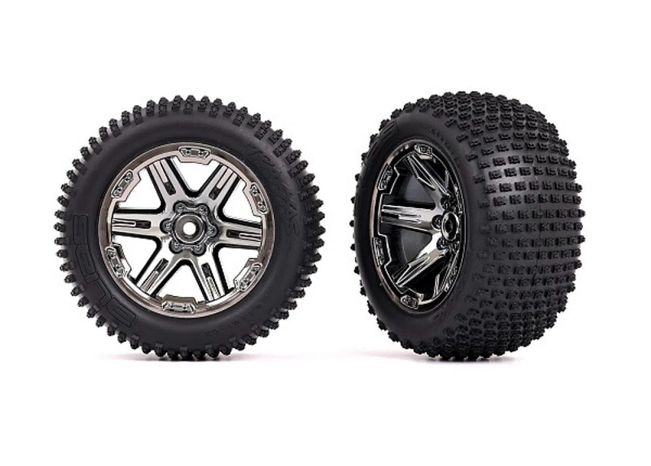 3772R__41657.1655439432.jpg Traxxas 2.8” TSM-Rated Alias Tires & Wheels (RXT Black Chrome, 2WD Electric Rear) -Rcsuper outlet shop 3772R 41657.1655439432