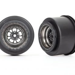 Traxxas Drag Slash Rear Wheels, Weld Satin Black Chrome