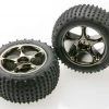 Traxxas Bandit Rear Alias Tires Mounted on Tracer Black Chrome Wheels