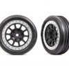 Traxxas Alias Front Assembled Ribbed 2.2" Tires - Graphite Gray, Satin Chrome Beadlock -Rcsuper outlet shop TRA2471G 47072.1656449317