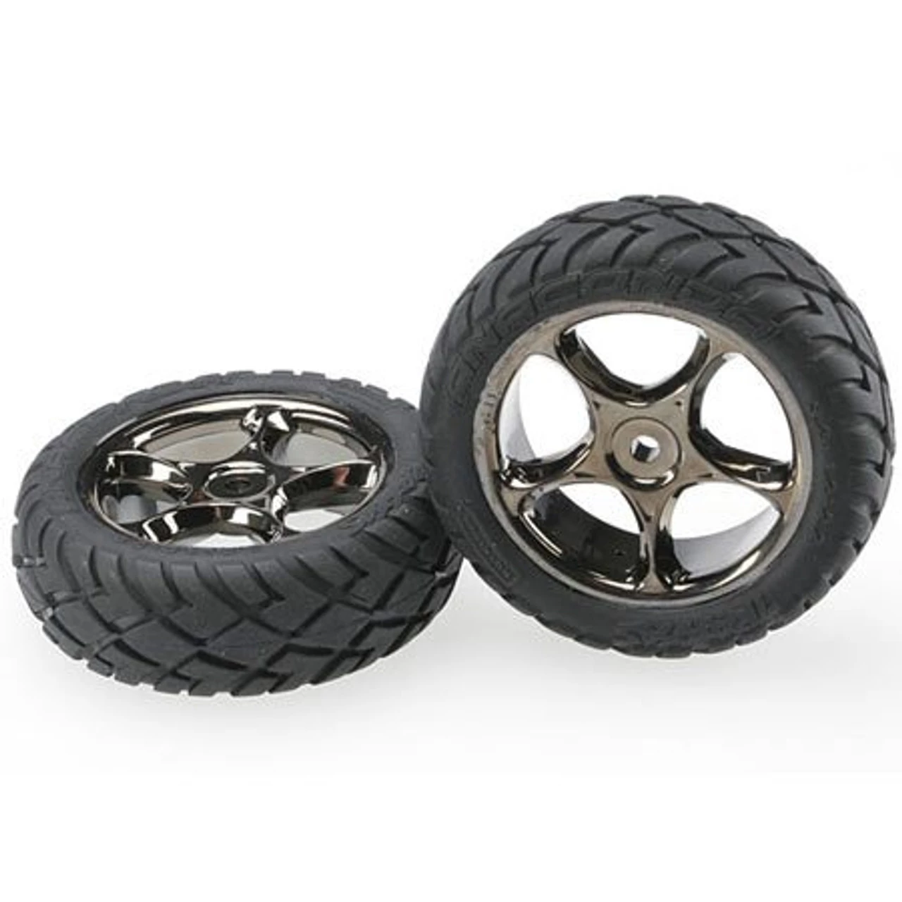 TRA2479A-2__23517.1562582137.jpg Traxxas Front Anaconda Tire & Black Chrome Tracer Wheel Set (2): Bandit -Rcsuper outlet shop TRA2479A 2 23517.1562582137