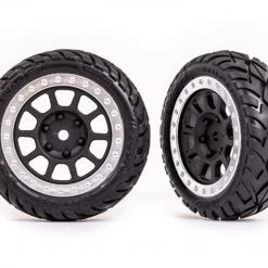 Traxxas Anaconda Front 2.2" Assembled Tires with Foam Inserts - Graphite Gray, Satin Chrome Beadlock