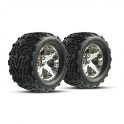 Traxxas Rear All-Star Chrome Wheels w/ Talon Tires (2): Stampede VXL