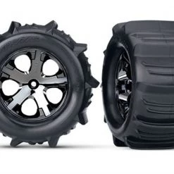Traxxas 2.8 Paddle Tires on Black Chrome Wheels for 2WD Stampede Rear