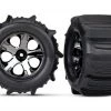 Traxxas 2.8 Paddle Tires on Black Chrome Wheels for Stampede 4x4 Fr/R or 2WD Nitro Rear