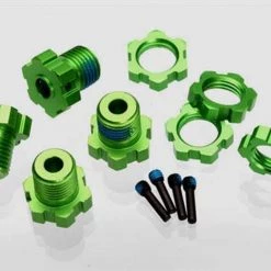 Traxxas 17mm Splined Green Aluminum Wheel Hubs, Nuts & Screw Pins (4)