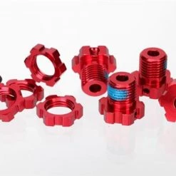 Traxxas 17mm Splined Red Aluminum Wheel Hubs, Nuts & Screw Pins (4)