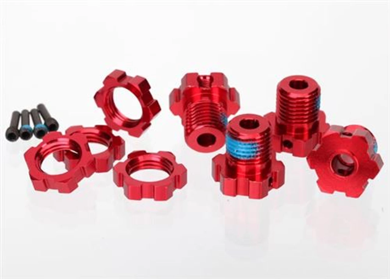 TRA5353R-2__55950.1562601143.jpg Traxxas 17mm Splined Red Aluminum Wheel Hubs, Nuts & Screw Pins (4) -Rcsuper outlet shop TRA5353R 2 55950.1562601143