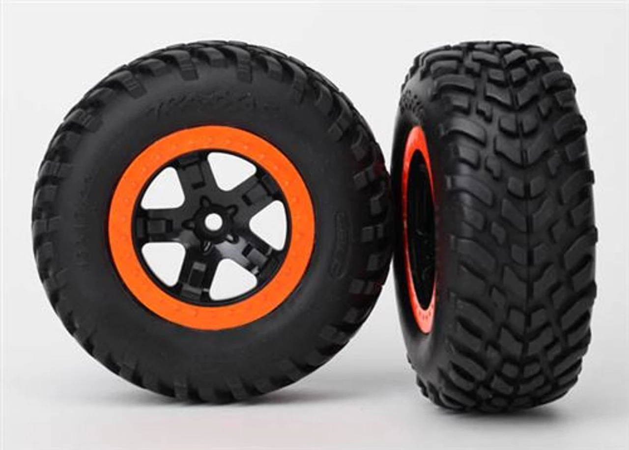 TRA5863-2__67256.1562601350.jpg Traxxas Tires & wheels, assembled, glued (SCT black, orange beadlock wheels, dual profile (2.2' outer, 3.0' inner), SCT off-road racing tire, foam inserts) (2) (4WD f/r, 2WD rear) (TSM rated) -Rcsuper outlet shop TRA5863 2 67256.1562601350