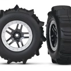 Traxxas Slash Paddle Tires & Chrome Wheels (4x4 Front/Rear, 2WD Rear)
