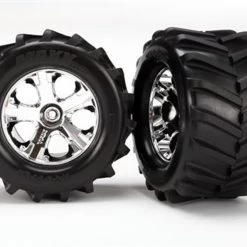 Traxxas Tires and wheels, assembled, glued 2.8' (All-Star chrome wheels, Maxx tires, foam inserts) (2)