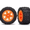 Traxxas Rustler 4x4 Talon Extreme Tires on Orange Wheels (4x4 F/R, 2WD Fr)
