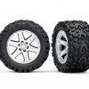 Traxxas Rustler 4x4 Talon Extreme Tires on Satin Chrome Wheels (4x4 F/R, 2WD Fr)