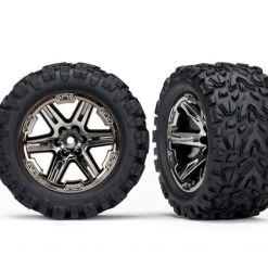 Traxxas 2.8 Talon Extreme Tires on Black Chrome Wheels for 2WD Electric Rear