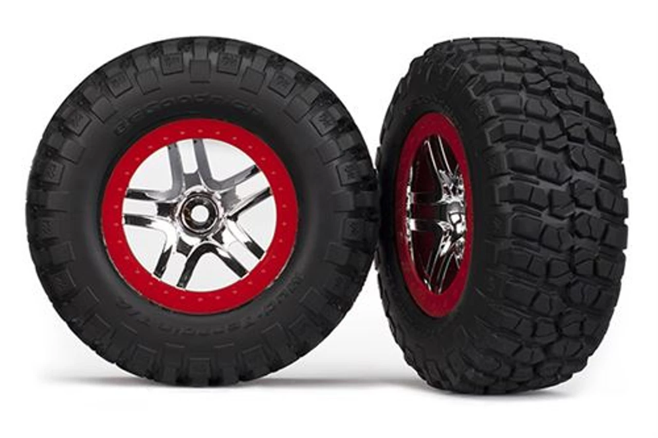 TRA6873R-2__88801.1562601602.jpg Traxxas BFGoodrich S1 Ultra-Soft Tires on SCT Split Spoke Chrome Red Beadlock Wheels for 4WD F/R, 2WD Rear -Rcsuper outlet shop TRA6873R 2 88801.1562601602