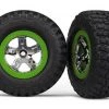 Traxxas BFGoodrich Mud-Terrain Tires on SCT Chrome Green Beadlock Wheels for 4WD F/R, 2WD Rear