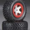 Traxxas Chrome Wheels w/Red Beadlocks & Racing Tires (2): 1/16 Slash -Rcsuper outlet shop TRA7073A 2 42713.1562583648