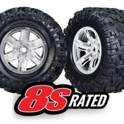 Traxxas X-Maxx Tires Pre-Mounted on Satin Chrome Wheels