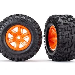 Traxxas X-Maxx Pre-Mounted Maxx AT Tires on Orange Wheels (2)