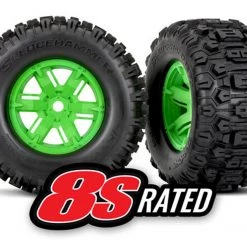 Traxxas X-Maxx Sledgehammer Tires Pre-Mounted on Green Wheels