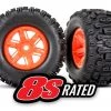 Traxxas X-Maxx Sledgehammer Tires Pre-Mounted on Orange Wheels