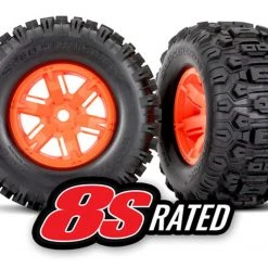 Traxxas X-Maxx Sledgehammer Tires Pre-Mounted on Orange Wheels