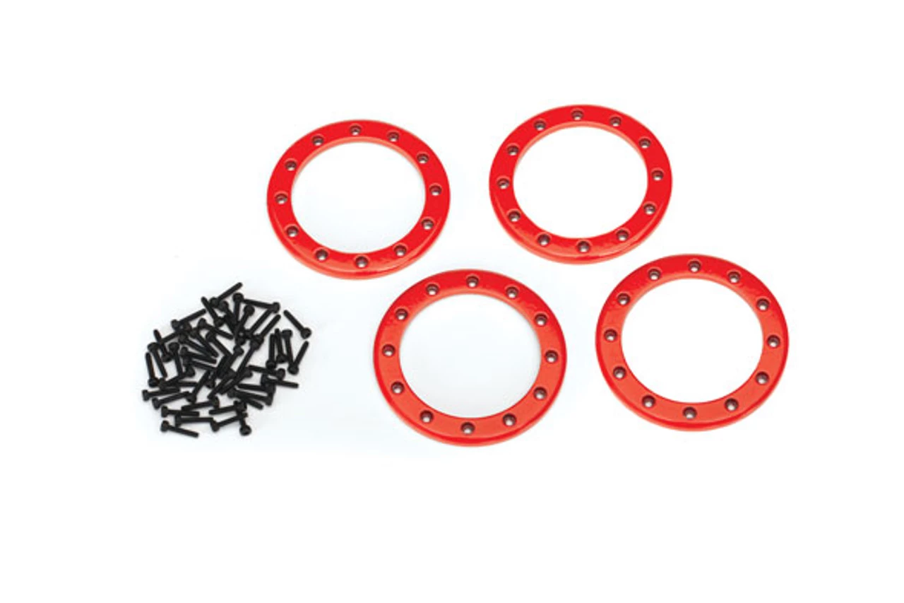 TRA8168R__53843.1567111742.jpg Traxxas Red Aluminum 2.2" Beadlock Rings (4) w/2x10 Capscrews (48) -Rcsuper outlet shop TRA8168R 53843.1567111742