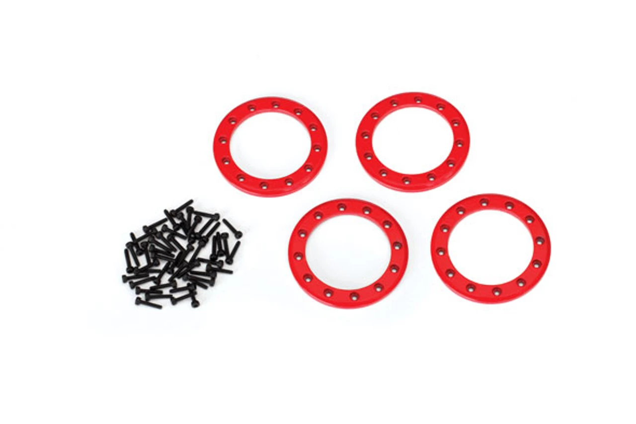 TRA8169R__94124.1567111743.jpg Traxxas Red Aluminum 1.9" Beadlock Rings (4) w/2x10 Capscrews (48) -Rcsuper outlet shop TRA8169R 94124.1567111743