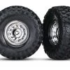 Traxxas TRX-4 1.9" Canyon Trail Tires on Chrome Wheels (2) (requires #8255A extended stub axle)