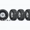 Traxxas TRX-4 Canyon Trail Tires on 1.9" Classic Chrome Wheels w/Center Caps FULL SET OF 4 (requires #8255A extended stub axle)