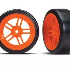 Traxxas 4-Tec 2.0 Front Drift Tires on Split-Spoke Orange Wheels (2)