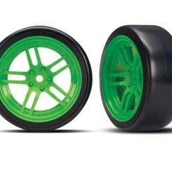 Traxxas 4-Tec 2.0 Front Drift Tires on Split-Spoke Green Wheels (2)