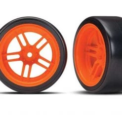 Traxxas 4-Tec 2.0 Rear Drift Tires on Split-Spoke Orange Wheels (2)