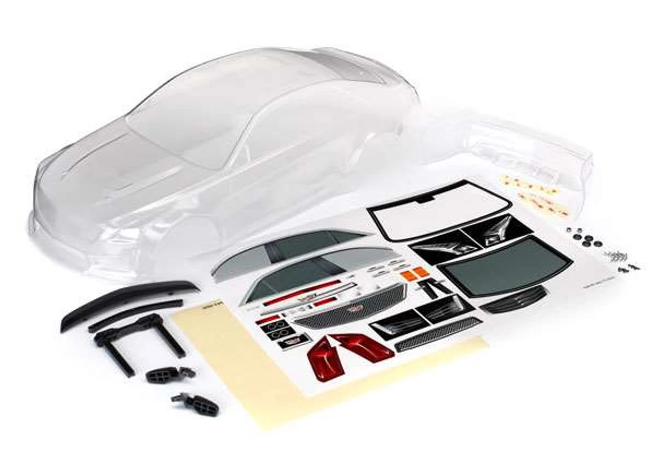 TRA8391-2__09104.1562670131.jpg Traxxas Cadillac CTS-V Clear Body w/Mirrors, Spoiler, HW & Decals for 4-Tec 2.0 -Rcsuper outlet shop TRA8391 2 09104.1562670131