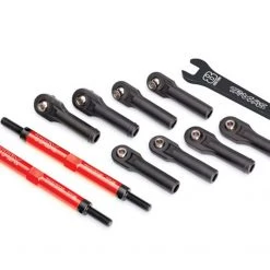 Traxxas E-Revo 2.0 Red 7075-T6 Aluminum TUBES Toe Links w/Rod Ends, Hollow Balls & Wrench