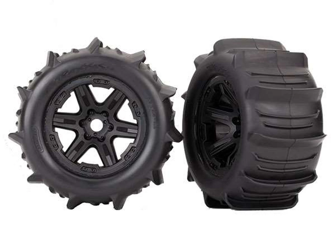 TRA8674-2__25863.1562670063.jpg Traxxas Paddle Tires Mounted on Black 3.8 Wheels (2) -Rcsuper outlet shop TRA8674 2 25863.1562670063