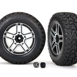 Traxxas 2.6 Satin Chrome-Plated Wheels & Tires with Mercedes Center Caps (requires #8255A ext stub axle) for TRX-4