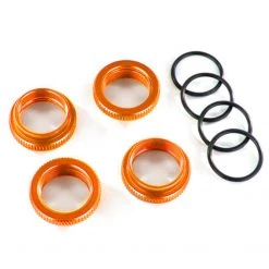 Traxxas GT-Maxx Shocks Orange Aluminum Spring Retainer Adjusters (4) Assembled with O-Rings