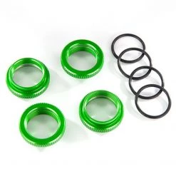 Traxxas GT-Maxx Shocks Green Aluminum Spring Retainer Adjusters (4) Assembled with O-Rings
