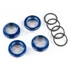 Traxxas GT-Maxx Shocks Blue Aluminum Spring Retainer Adjusters (4) Assembled with O-Rings