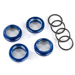Traxxas GT-Maxx Shocks Blue Aluminum Spring Retainer Adjusters (4) Assembled with O-Rings