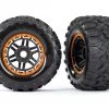 Traxxas Maxx MT Tires on Black Wheels with Orange Beadlock Look & 17mm Splined Hex (2) -Rcsuper outlet shop TRA8972T 73219.1602640360