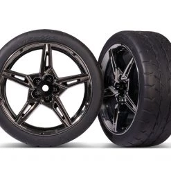 Traxxas Front 2.1' Response Tires on Split-Spoke Black Chrome Wheels: Chevrolet Stingray