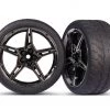 Traxxas Extra Wide Rear 2.1' Response Tires on Split-Spoke Black Chrome Wheels: Chevrolet Stingray