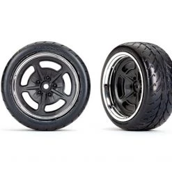 Traxxas Extra Wide Rear 2.1" Response Tires on Black with Chrome Wheels: Factory Five '33 Coupe/'35 Truck