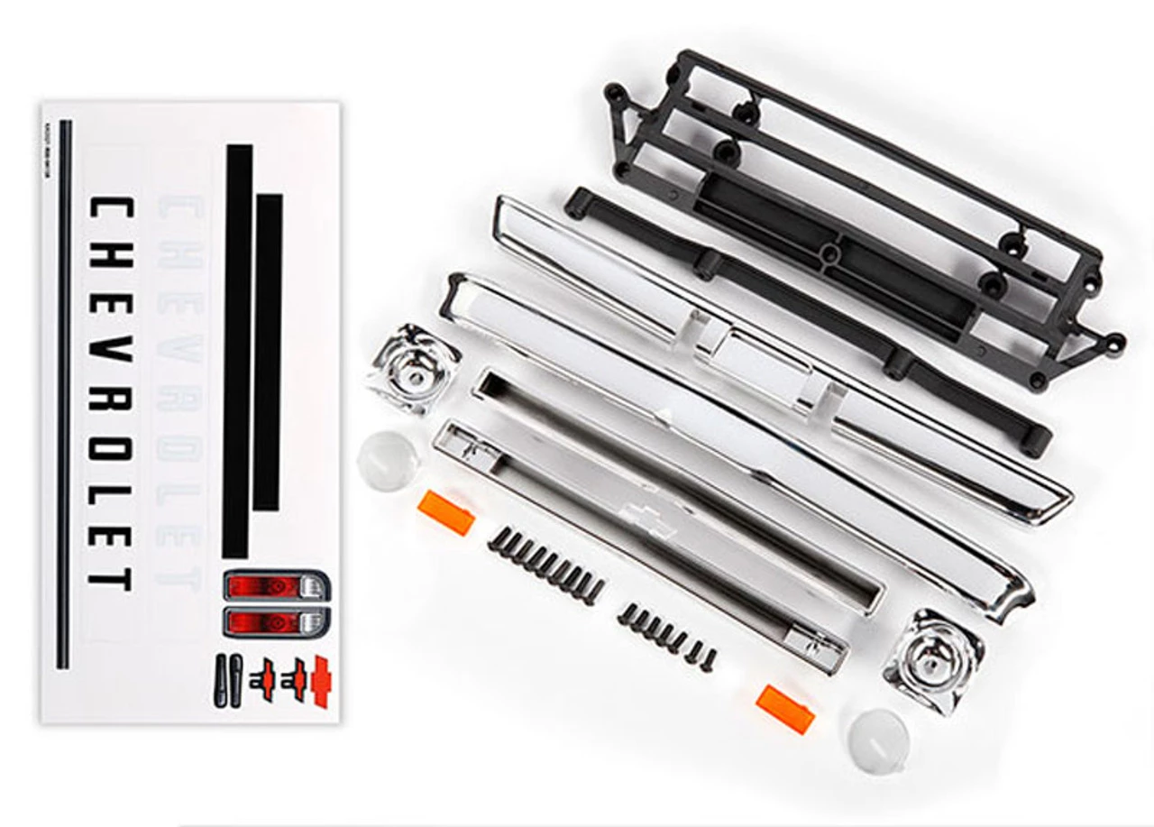 TRA9415R__69136.1643751318.jpg Traxxas Chevrolet C10 Grille, Headlight Housings, Bumpers, Mounting Retainers & Hardware: Chrome -Rcsuper outlet shop TRA9415R 69136.1643751318